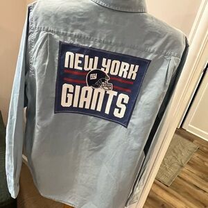 UPCYCLED OOAK NY GIANTS DENIM FOOTBALL SHIRT size XL